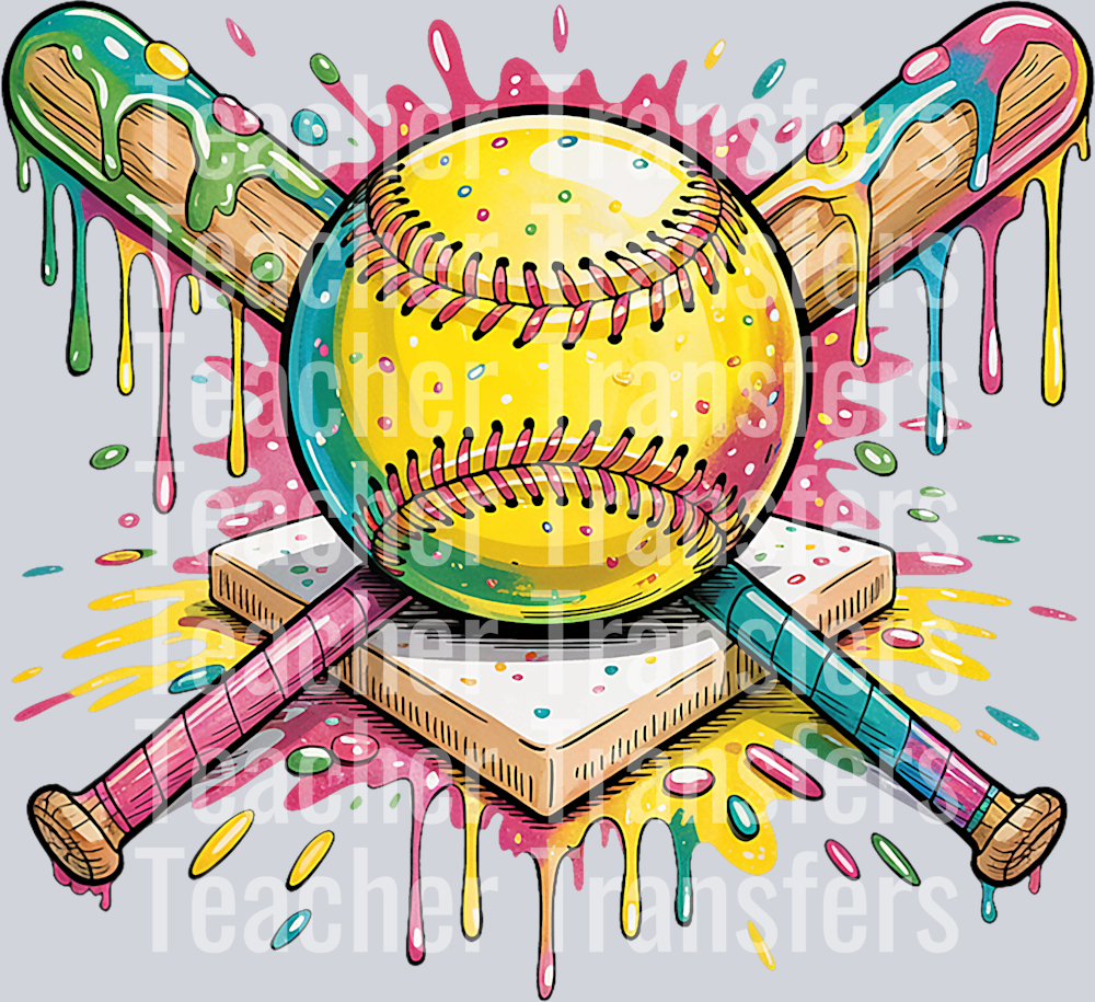 Softball Drip Home Plate Ice Cream Drip Youth Kids sports T-Shirt