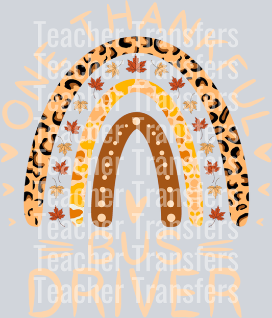 Rainbow Leopard One Thankful Bus Driver Thanksgiving Long Sleeve T-Shirt