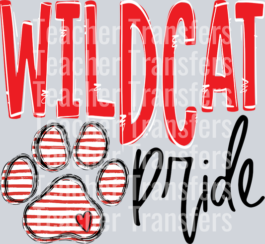 Team Go Spirit Wildcat Paw Print Red Stripe Red(1)