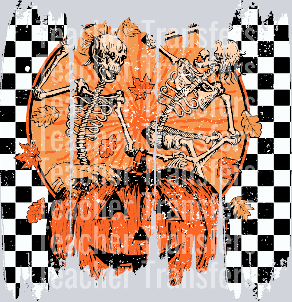 SKELETON FALL PUMPKIN BRUSHSTROKE