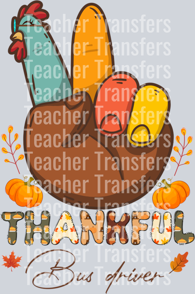 One thankful Bus Driver peace sign turkey thanksgiving day Long Sleeve T-Shirt