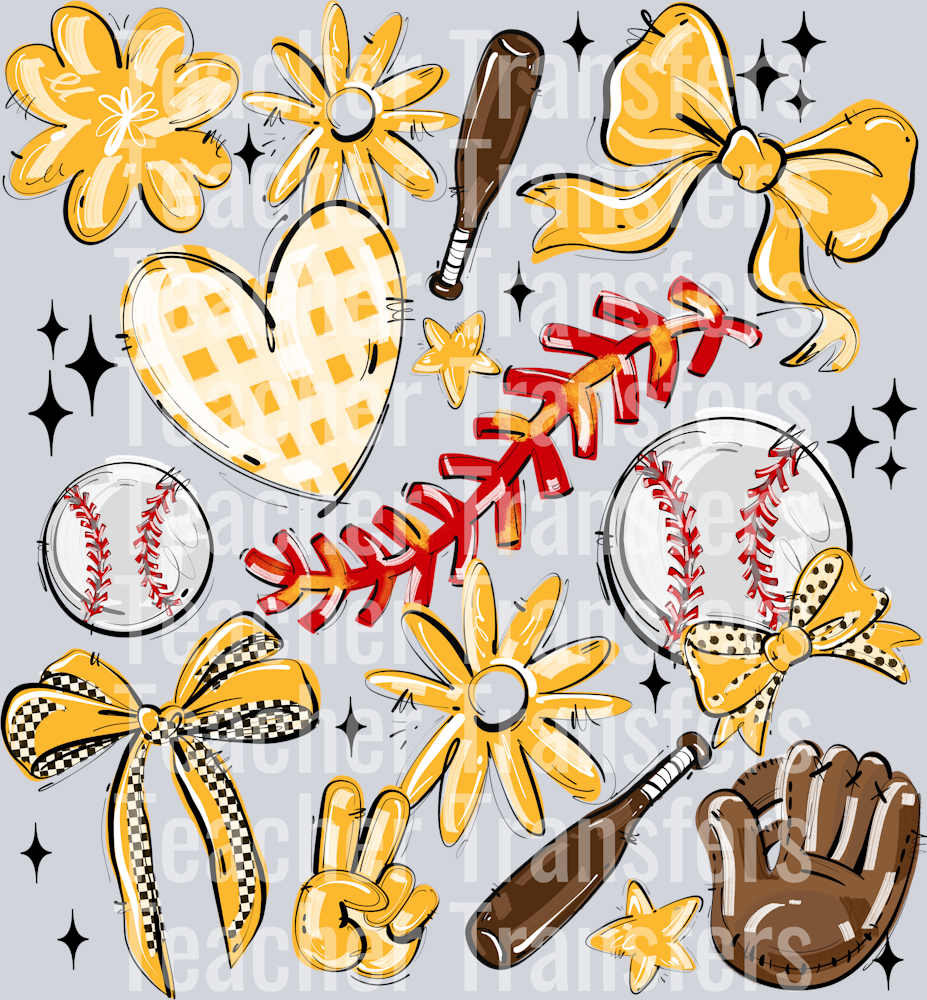 YELLOW PLAY BALL COLLAGE BASEBALL