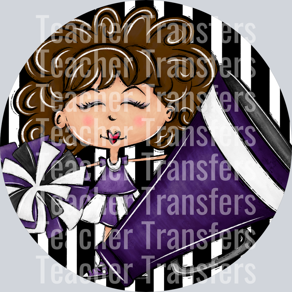 Cheer Bag Tags Purple Light Brown Hair