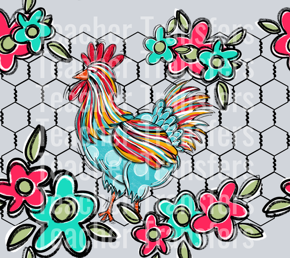 Chicken and Flowers Tumbler