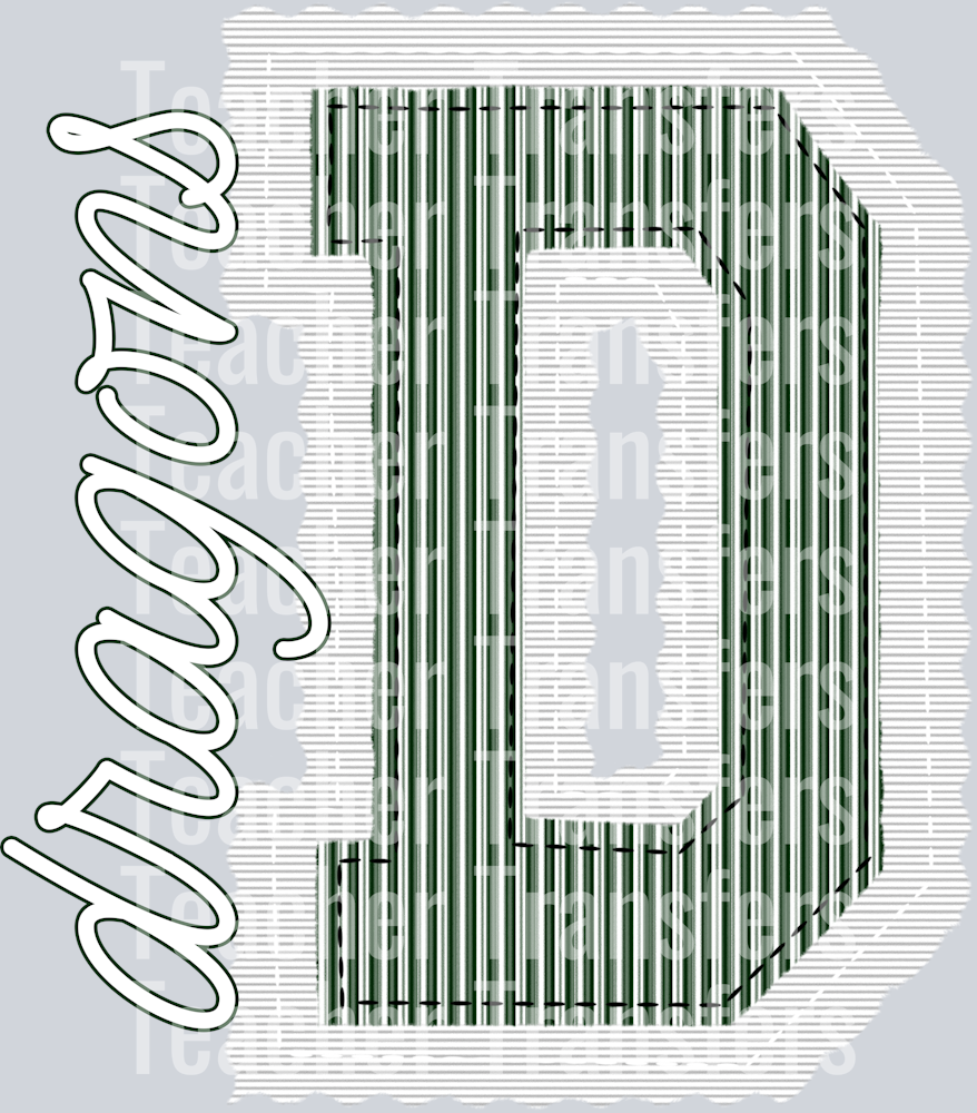 THE PREPSTER D DRAGONS DARK GREEN WHITE