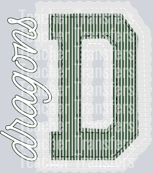 THE PREPSTER D DRAGONS DARK GREEN WHITE