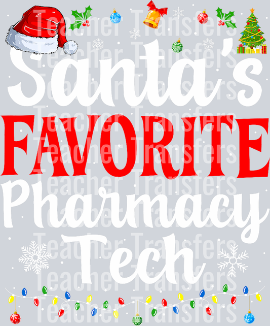 Santa’s Favorite Pharmacy Tech Christmas Pharmacy Technician T-Shirt