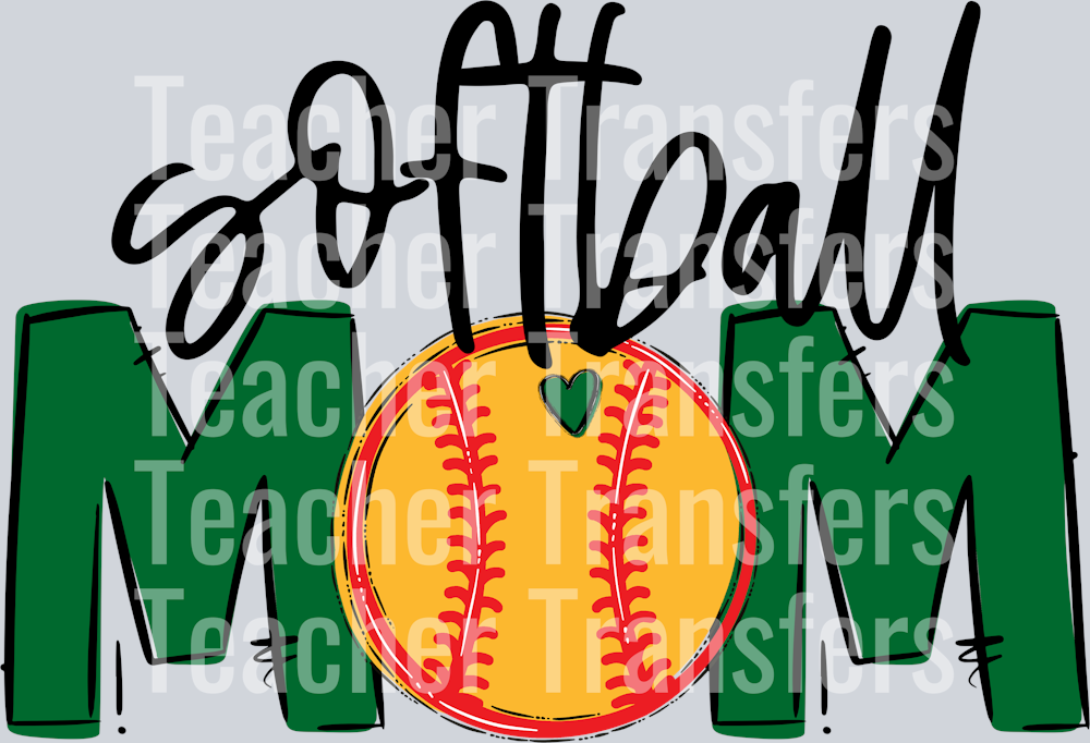 Softball Mom Kelly Green No Flowers