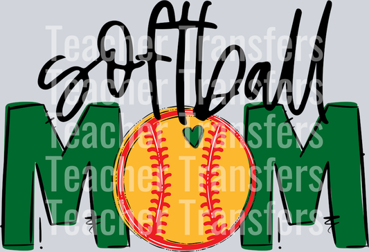 Softball Mom Kelly Green No Flowers