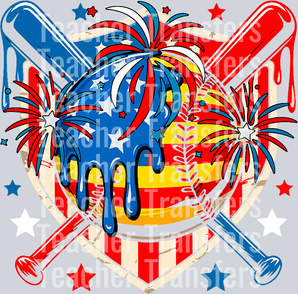 4th Of July Softball Costume Drip As Ice Cream Patriotic T-Shirt