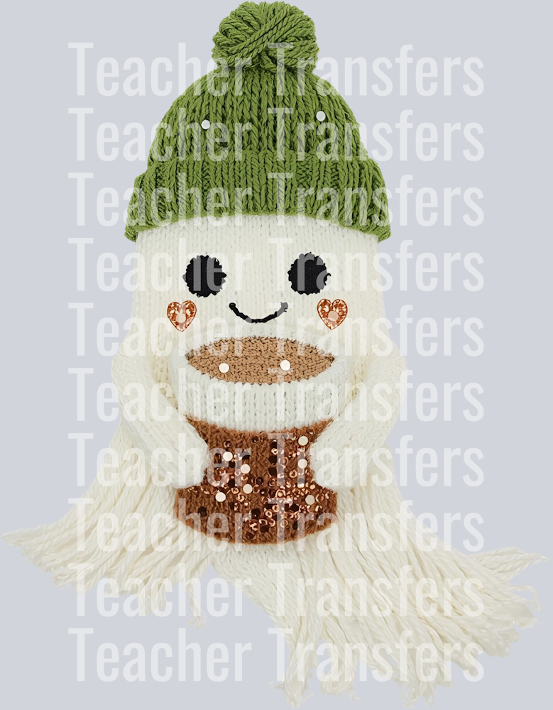 GHOST COFFEE GREEN HAT FAUX YARN