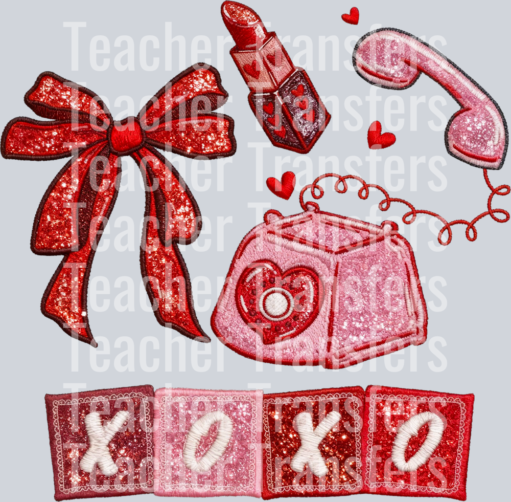 xoxo valentines day faux emb