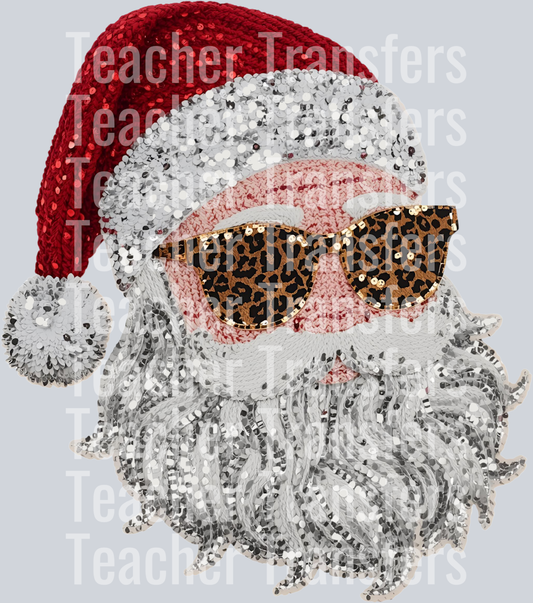 SANTA FAUX SEQUINS LEOPARD GLASSES