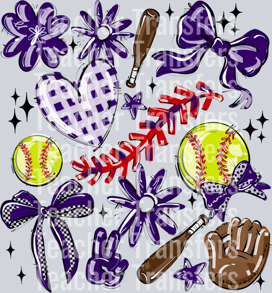 PURPLE PLAY BALL COLLAGE SOFTBALL