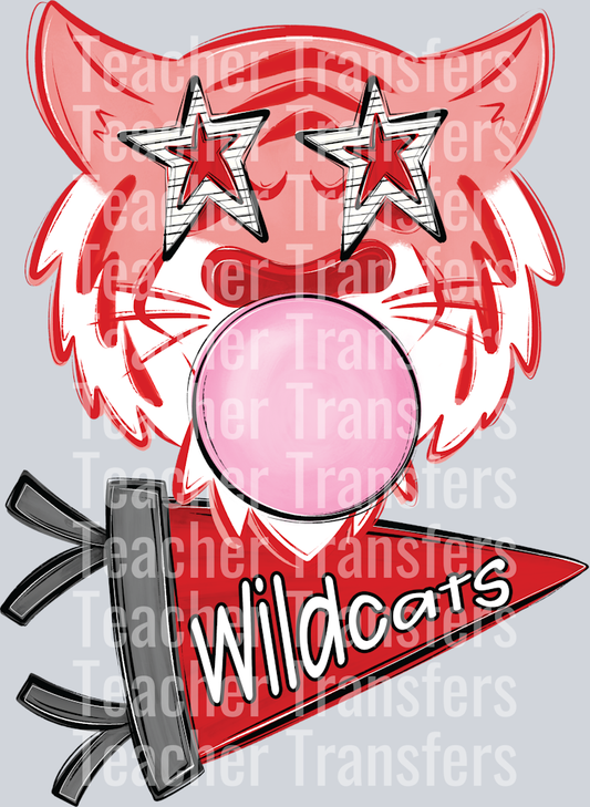 Red WildcatsBubble Gum and stars PNG