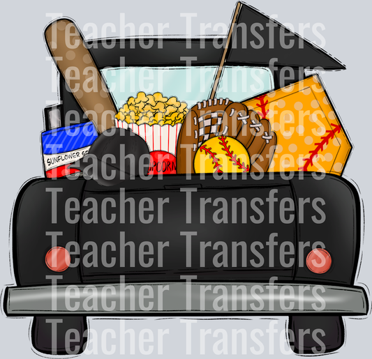 Follow me to the ballpark Black Softball Truck