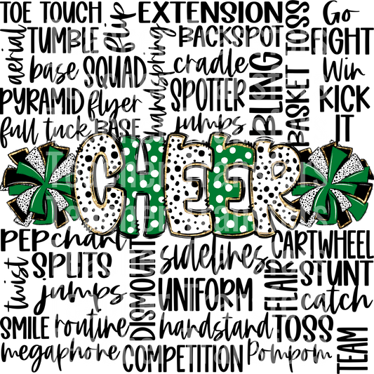 CheerDoodleWordArtGreenBlk