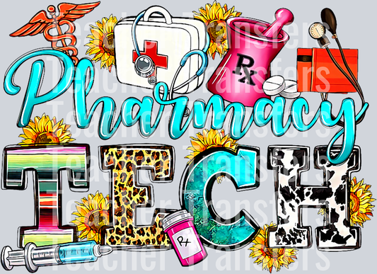 Retro Leopard Pharmacy Tech Pharmacist Certified Pharm Tech T-Shirt