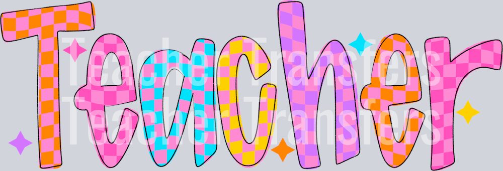 TEACHER COLORFUL CHECKERED DOODLE