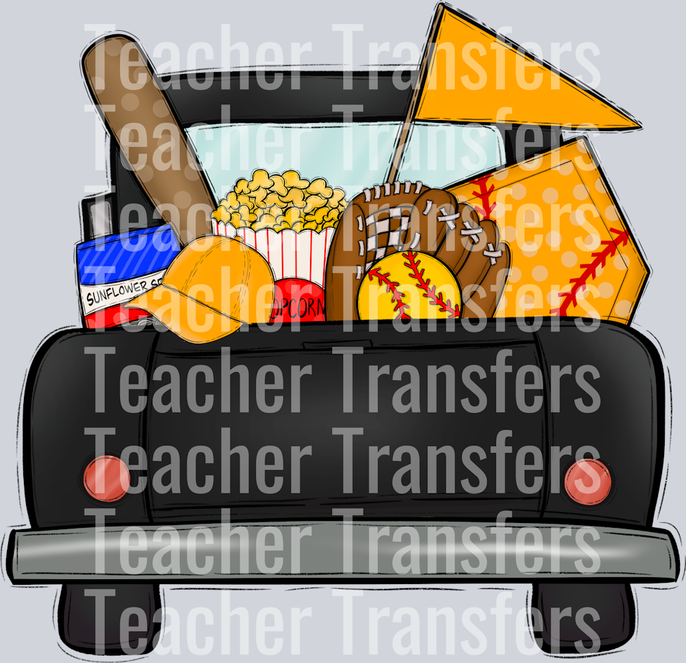 Follow me to the ballpark Yellow Softball Truck