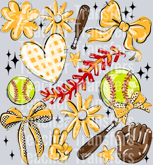 YELLOW PLAY BALL COLLAGE SOFTBALL