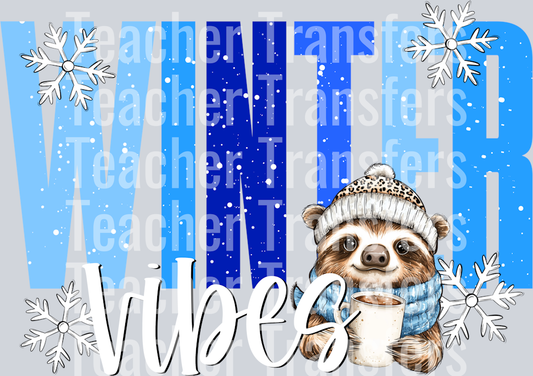 Winter Vibes Blue Sloth