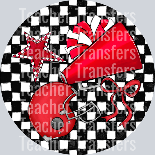 Check Sports Buttons and Bag Tags Red