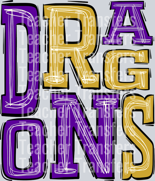 Dragons Gold and Purple