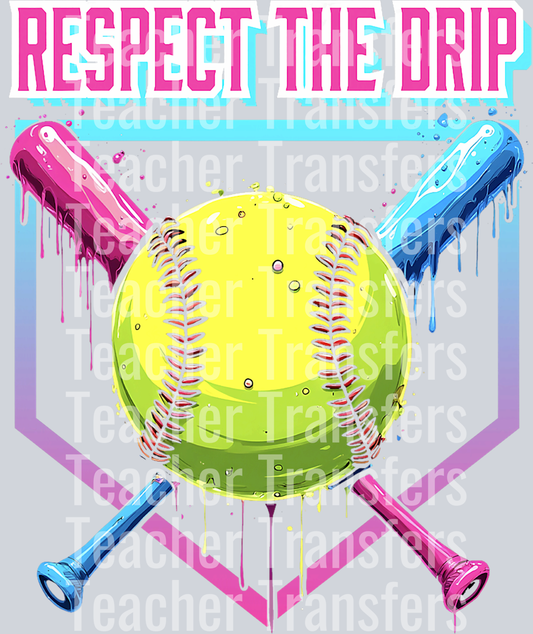 Softball Drip Girls Ice Cream Drip Youth Respect The Drip T-Shirt