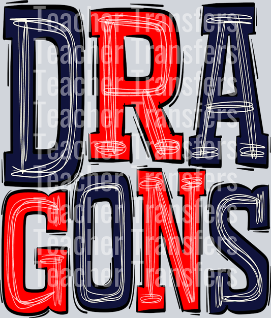 DRAGONS-NAVY BLUE-RED