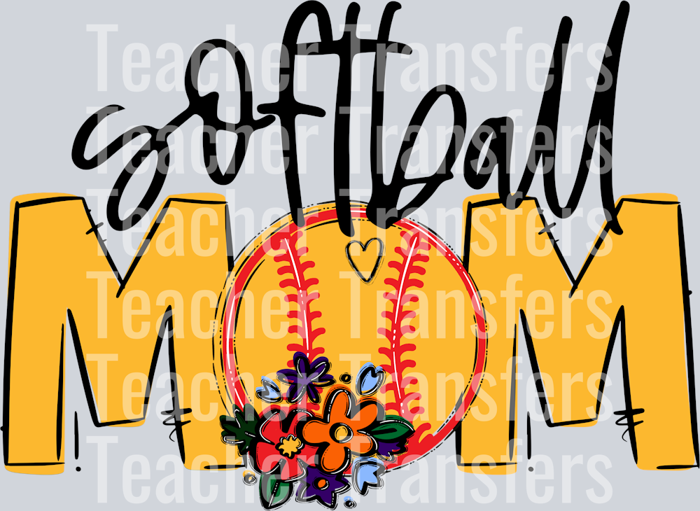 Softball Mom Yellow gold Flowers