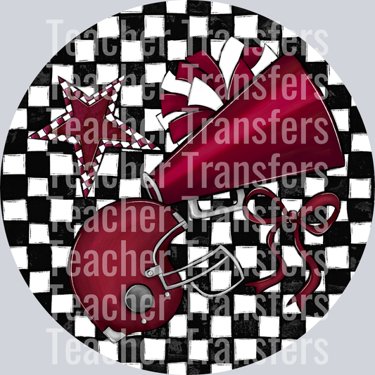 Check Sports Buttons and Bag Tags Maroon