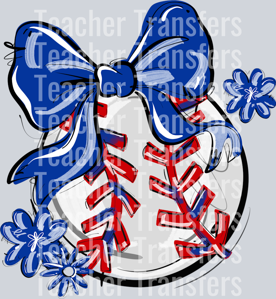 ROYAL PLAY BALL BOW WITH FLOWERS BASEBALL