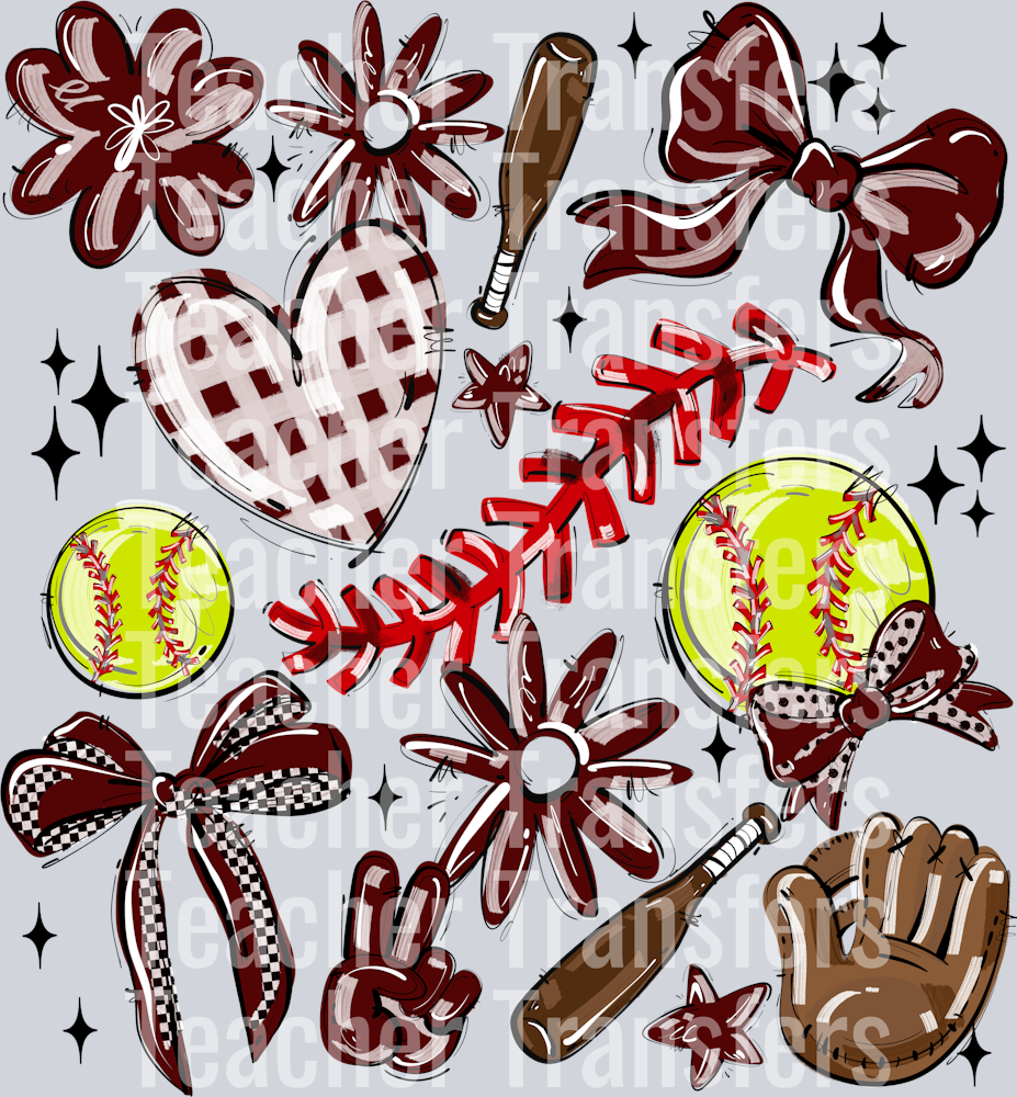 MAROON PLAY BALL COLLAGE SOFTBALL