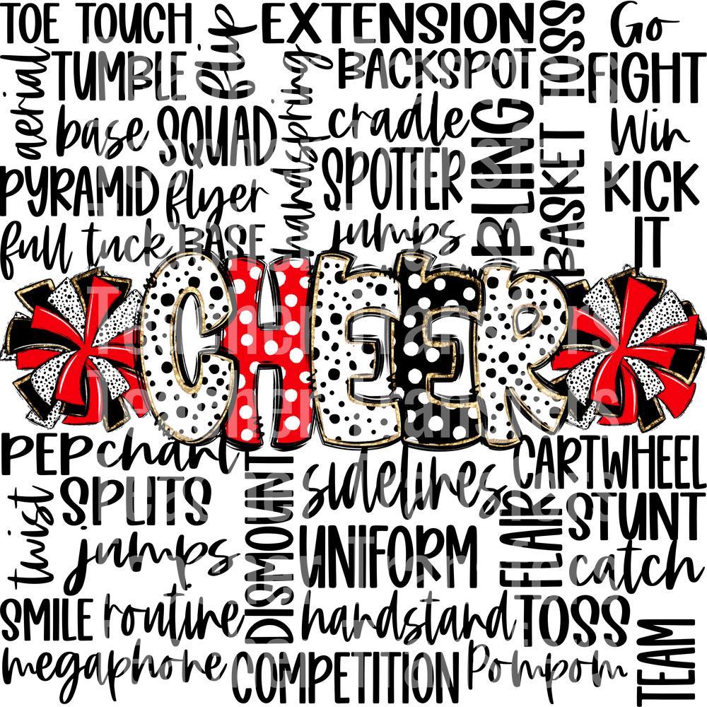 CheerDoodleWordArtRedBlk