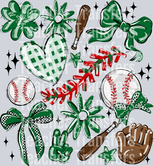 KELLY GREEN PLAY BALL COLLAGE BASEBALL
