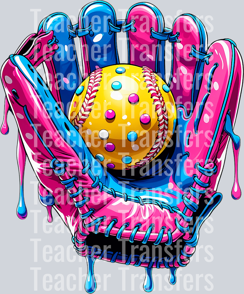 Softball Drip Ice Cream Sprinkles Softball Drip Glove T-Shirt
