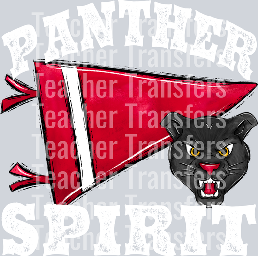 Pennant Mascots PANTHER Spirit Red WHITE PRINT
