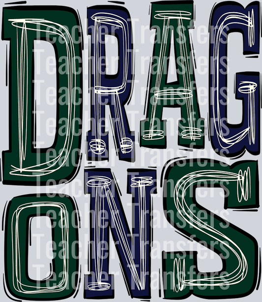 Dragons Dark green - Navy blue