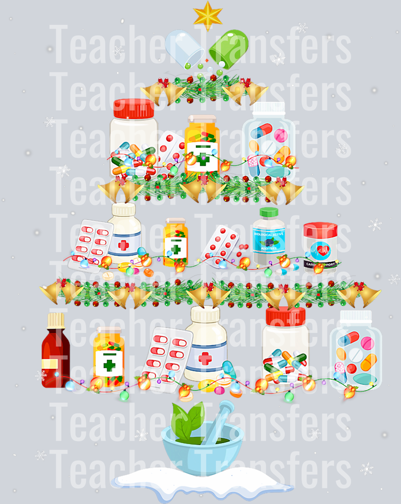 Pharmacy Christmas Tree Medication Fun Gift Ugly Sweater T-Shirt