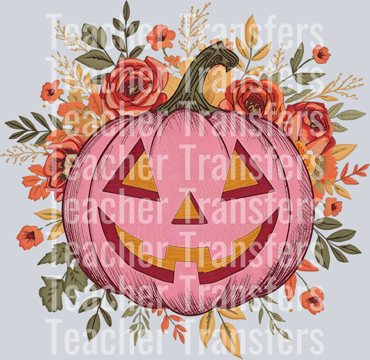 PINK FLORAL JACK O LANTERN