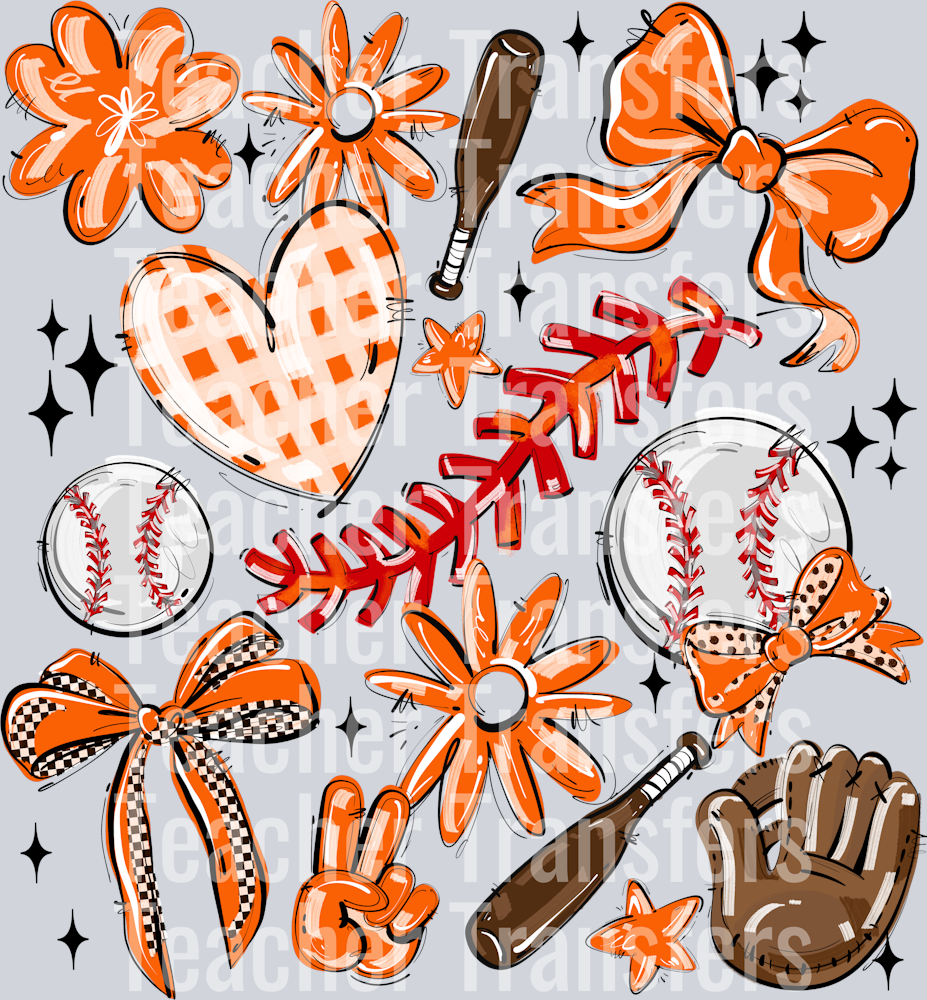 ORANGE PLAY BALL COLLAGE BASEBALL