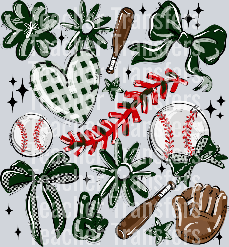 DARK GREEN PLAY BALL COLLAGE BASEBALL