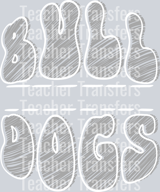 Sketch Mascot Names BULLDOGS GRAY WHITE