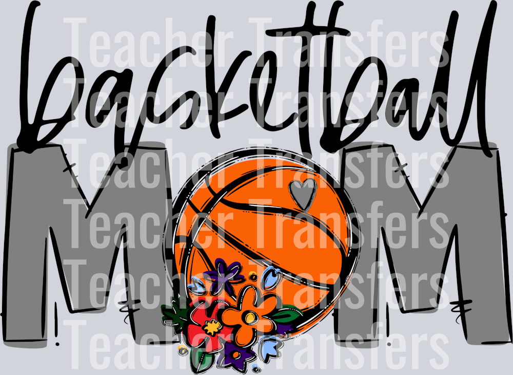 Basketball Mom Gray Flowers