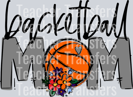 Basketball Mom Gray Flowers