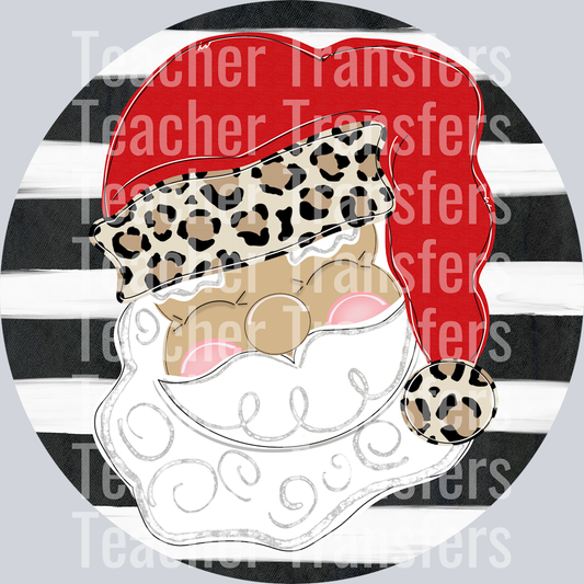 SANTA ORNAMENT RED HAT LEOPARD STRIPE BACKGROUND