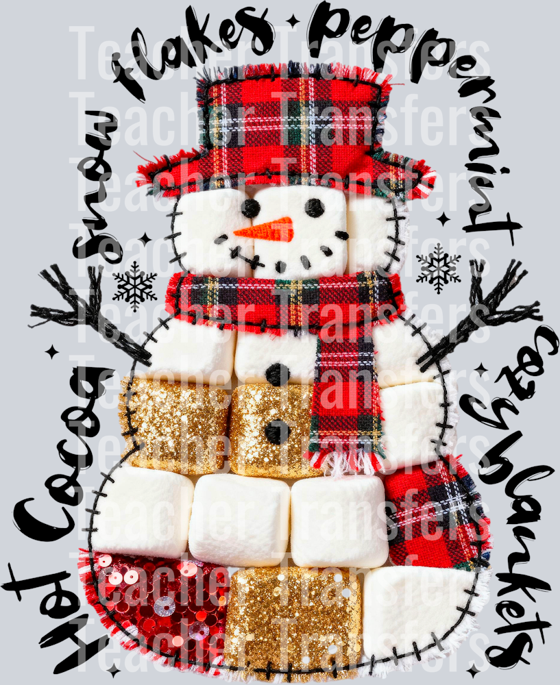 hot cocoa snowflakes peppermint snowman hwds