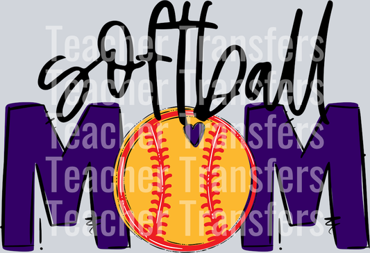 Softball Mom Purple No Flowers