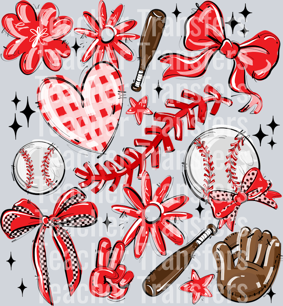 RED PLAY BALL COLLAGE BASEBALL